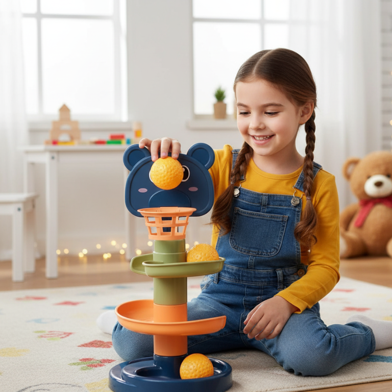 Bunter Rollenball Turm für Kinder