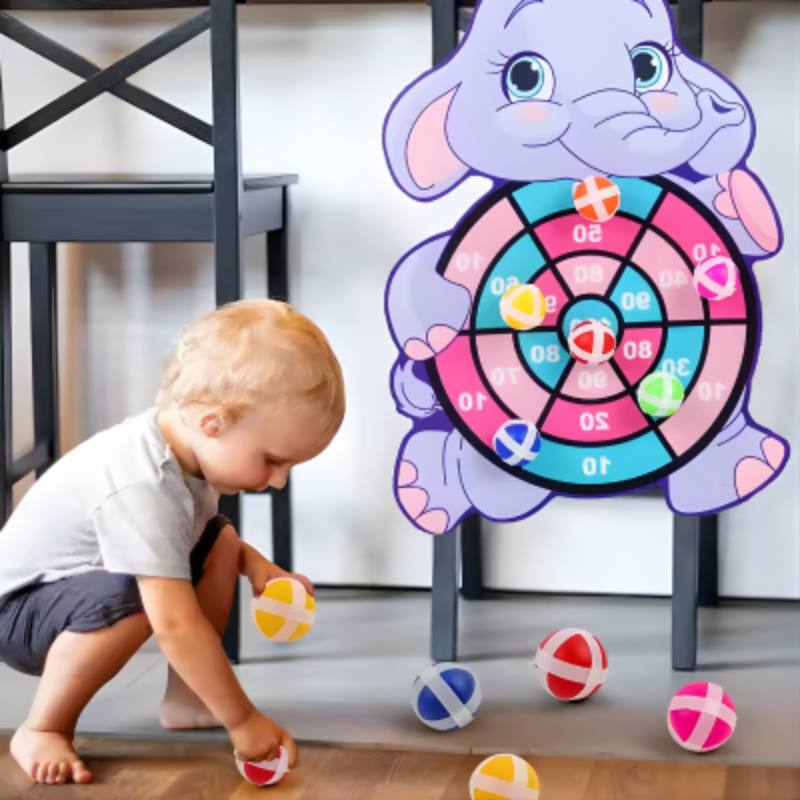 Klebeball Dartspiel für Kinder mit weichen Klettbällen