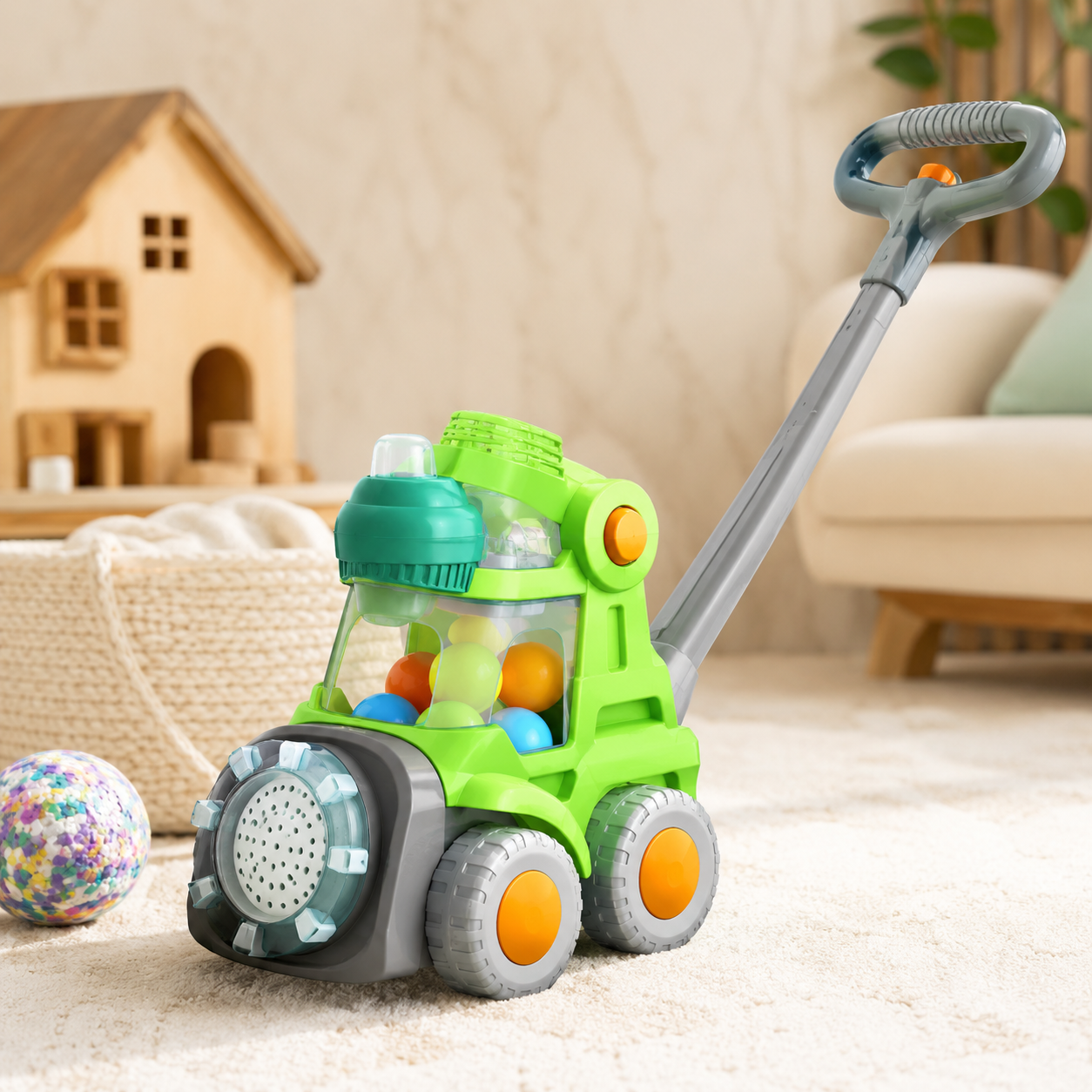 Magische Bubble-Maschine für Kinder mit Licht & Schiebestange Grün