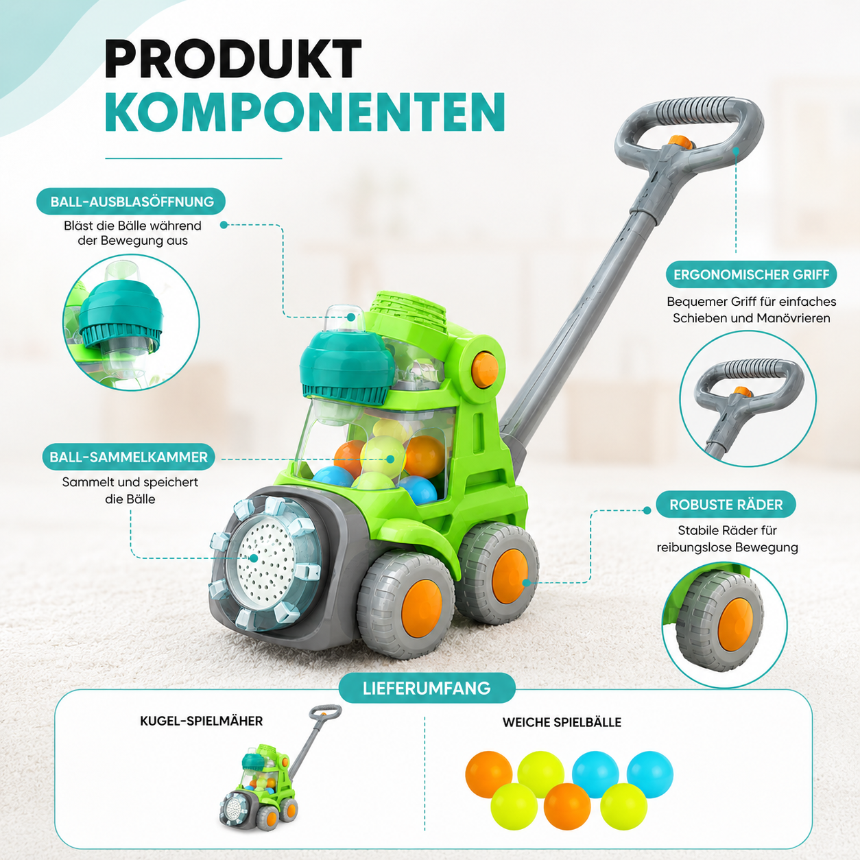 Magische Bubble-Maschine für Kinder mit Licht & Schiebestange