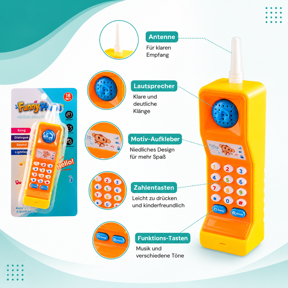 Interaktives Lerntelefon für Kinder – Musik, Licht & spielerisches Lernen