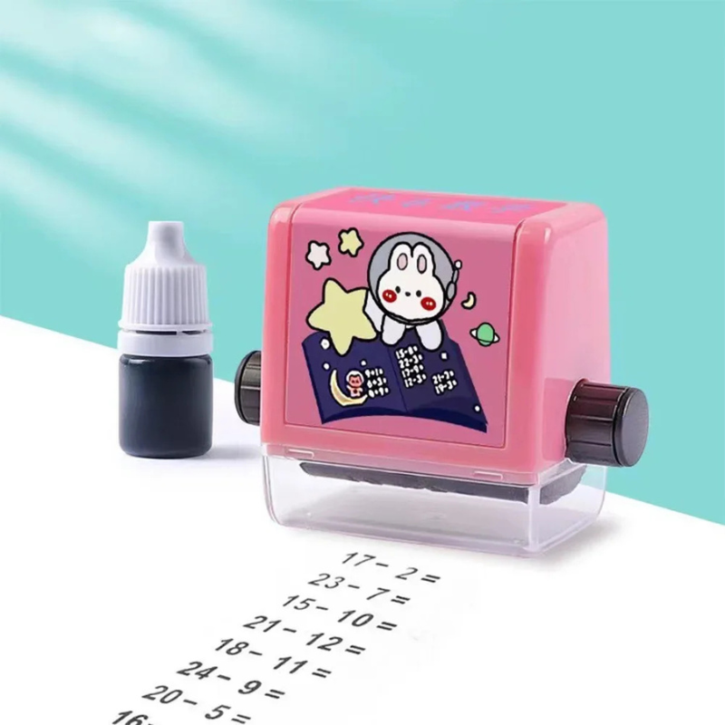 Rollenstempel für Matheübungen für Kinder Rosa-Subtraktion
