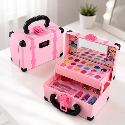 Rosa Kinder Schminkset im Koffer mit Spiegel, Lidschatten und Schminkzubehör