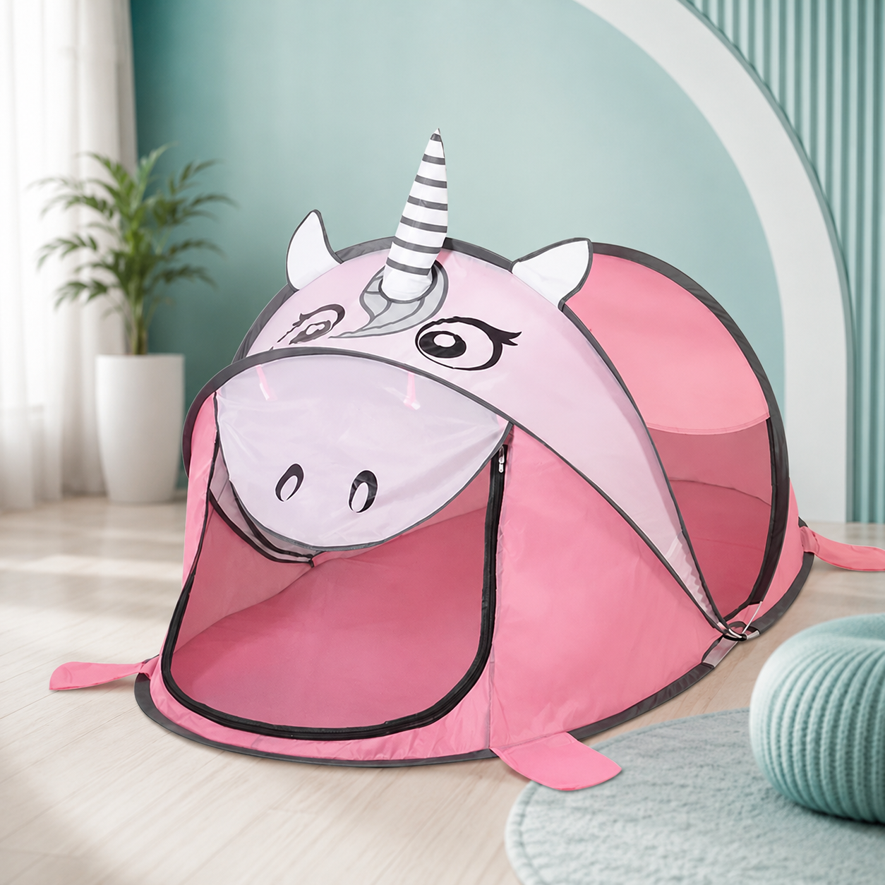 Faltbares Tiger-Spielzelt für kleine Entdecker rosa Einhorn