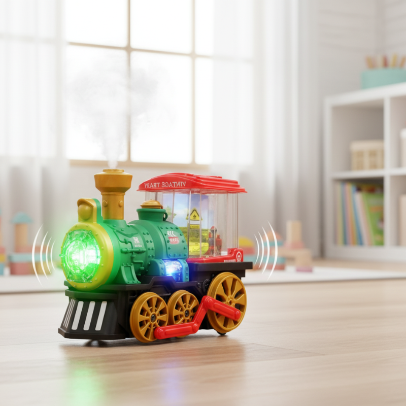 Elektrischer Spielzeug-Dampfzug für Kinder mit Licht-, klang- und Dampffunktion