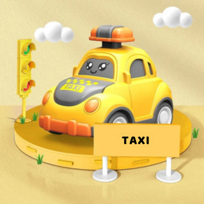 Drücken & Gehen Auto Spielzeug – Lern und Spielset Fahrzeuge Taxi
