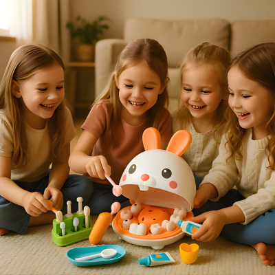 Kaninchen-Zahnarzt-Spielzeugset – Lustiges Zahnspiel für kleine Entdecker