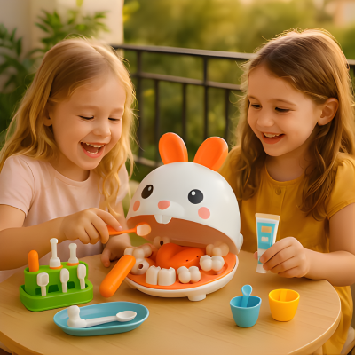 Kaninchen-Zahnarzt-Spielzeugset – Lustiges Zahnspiel für kleine Entdecker