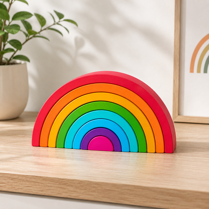 Montessori Regenbogen-Stapelspiel – Farbe, Lernen & Freude vereint Bogen Regenbogenfarbe