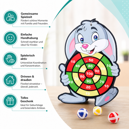 Klebeball Dartspiel für Kinder mit weichen Klettbällen