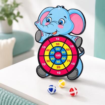 Klebeball Dartspiel für Kinder mit weichen Klettbällen Blauer Elefant Dartspiel mit 3 Bällen