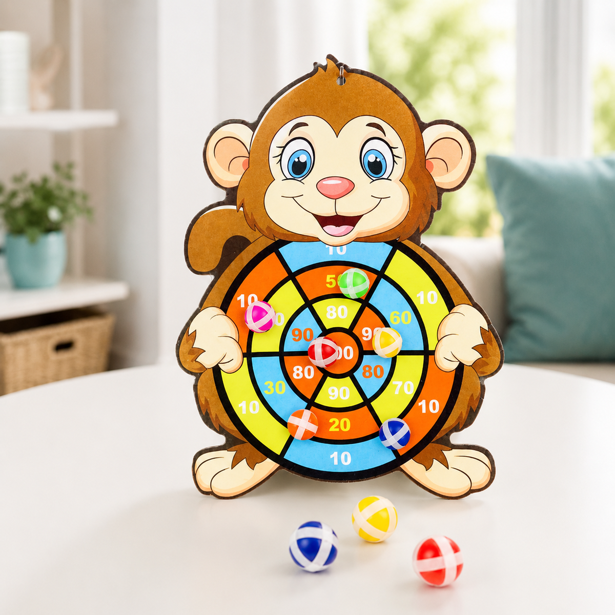 Klebeball Dartspiel für Kinder mit weichen Klettbällen Affe Dartspiel mit 3 Bällen