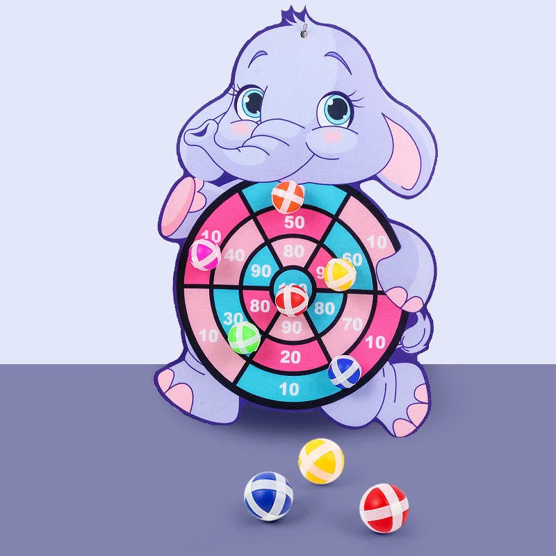 Klebeball Dartspiel für Kinder mit weichen Klettbällen Lila Elefant Dartspiel mit 3 Bällen