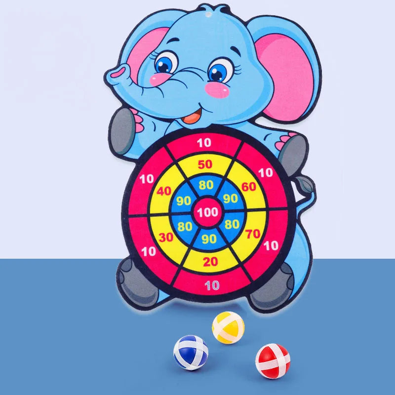 Klebeball Dartspiel für Kinder mit weichen Klettbällen Blauer Elefant Dartspiel mit 3 Bällen