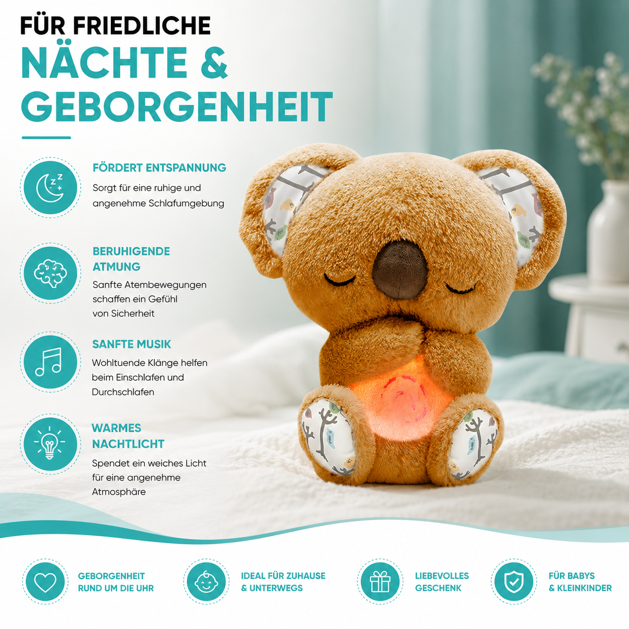 Koala-Schlafbegleiter – Beruhigende Musik & Atem-Nachtlicht