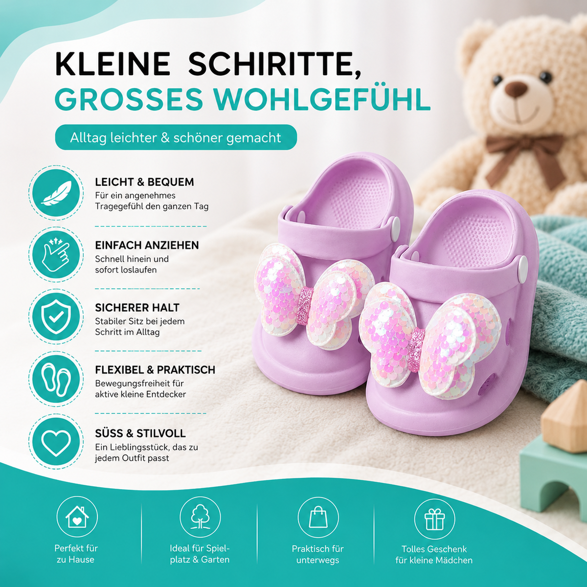 Prinzessinnen-Slipper – Weich, Sicher & Stilvoll!