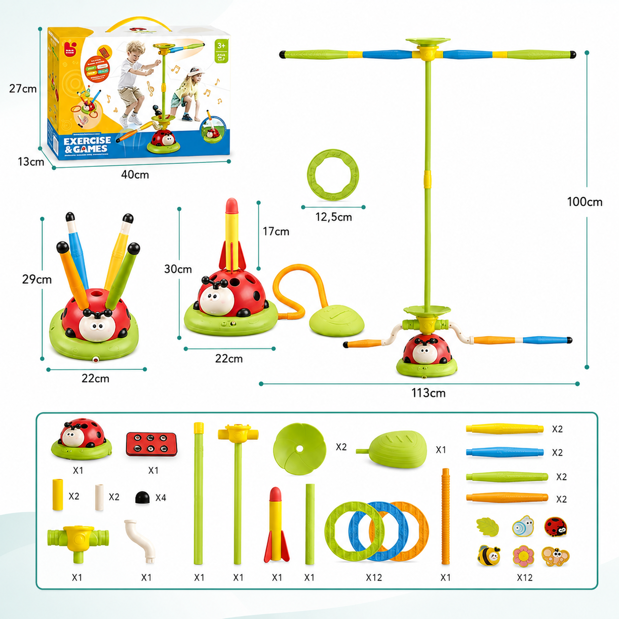 3-in-1 Ladybug Spielzeug Springen, Werfen, Raketen! Neueste-5 in 1