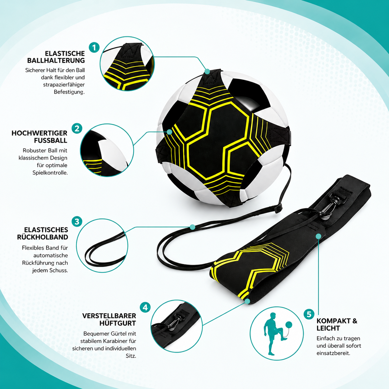 Fußball Solo Kick Trainer mit Rückholband