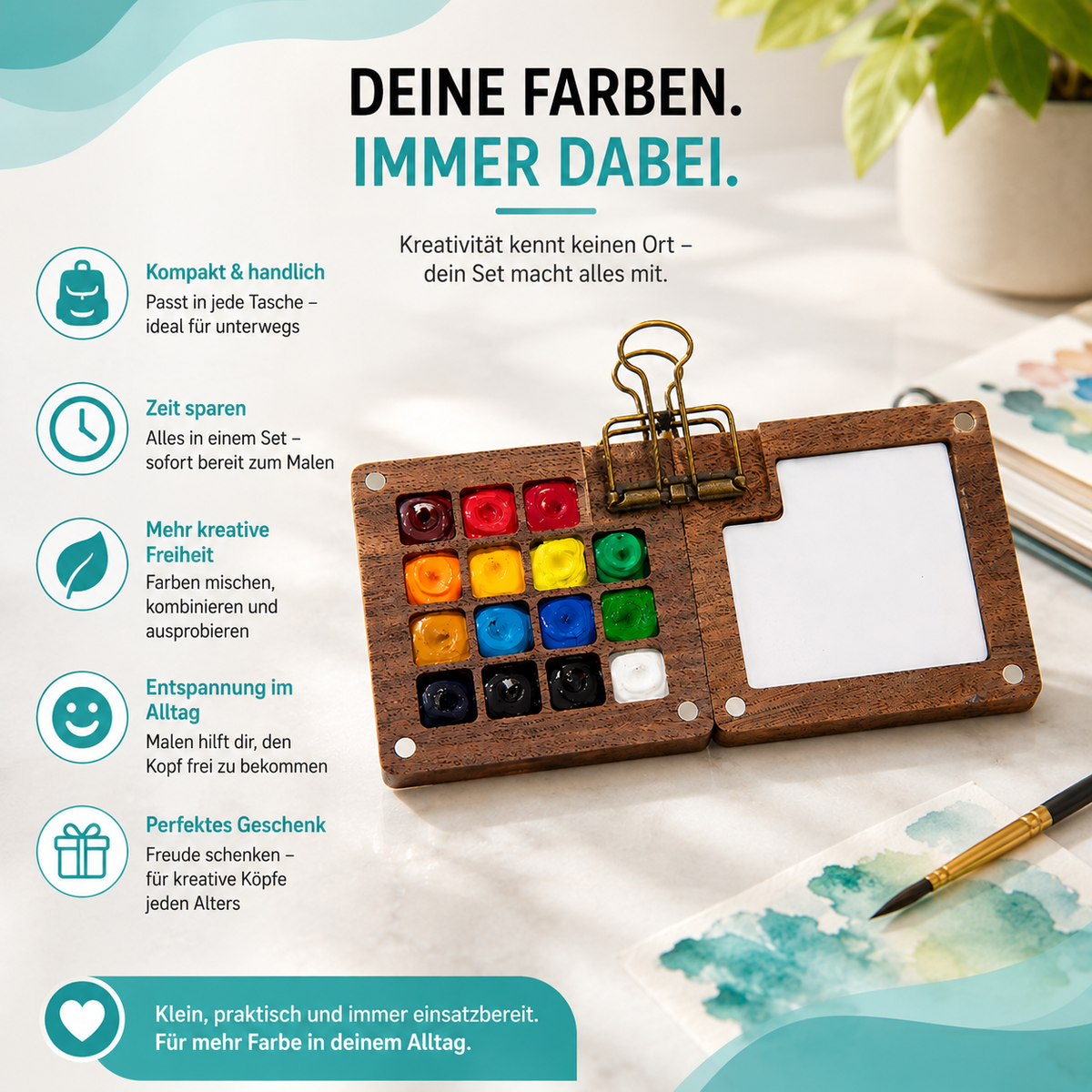 Tragbares Aquarell-Malset – Für Künstler, Studenten & Abenteurer