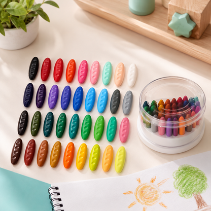 Kinderfreundliche Wachsmalstifte – 36 Farben, abwaschbar & sicher! 36