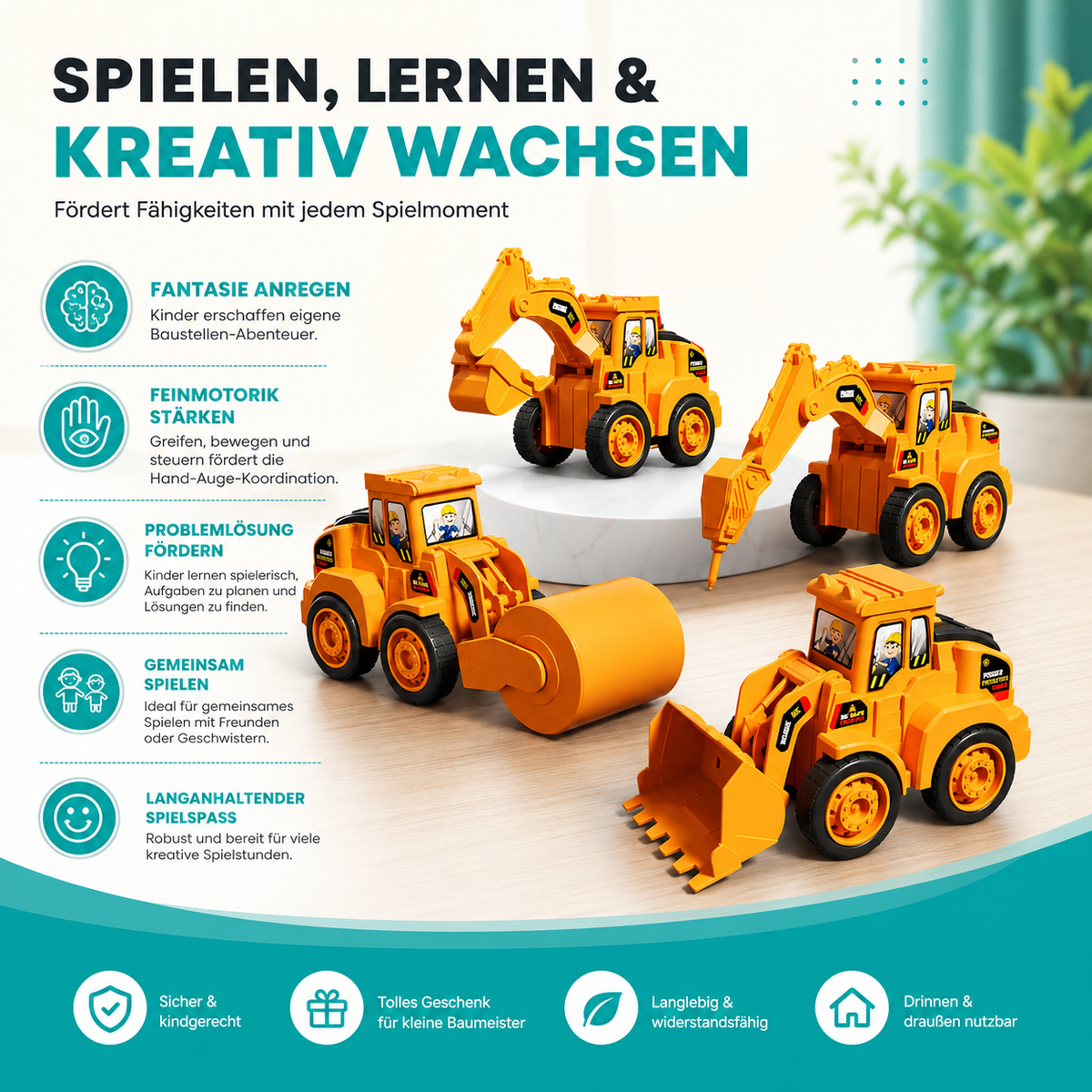 Mini-Baustellen-Fahrzeug Satz – Kreatives Lernspielzeug für kleine Baumeister