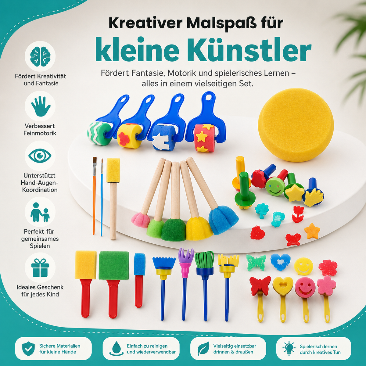 Kreatives Malset für Kinder – 30 DIY Schwamm & Stempel Tools