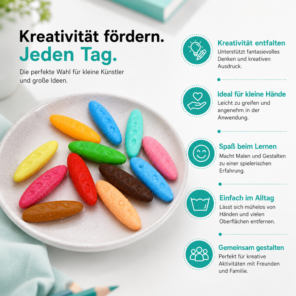 Kinderfreundliche Wachsmalstifte – 36 Farben, abwaschbar & sicher!