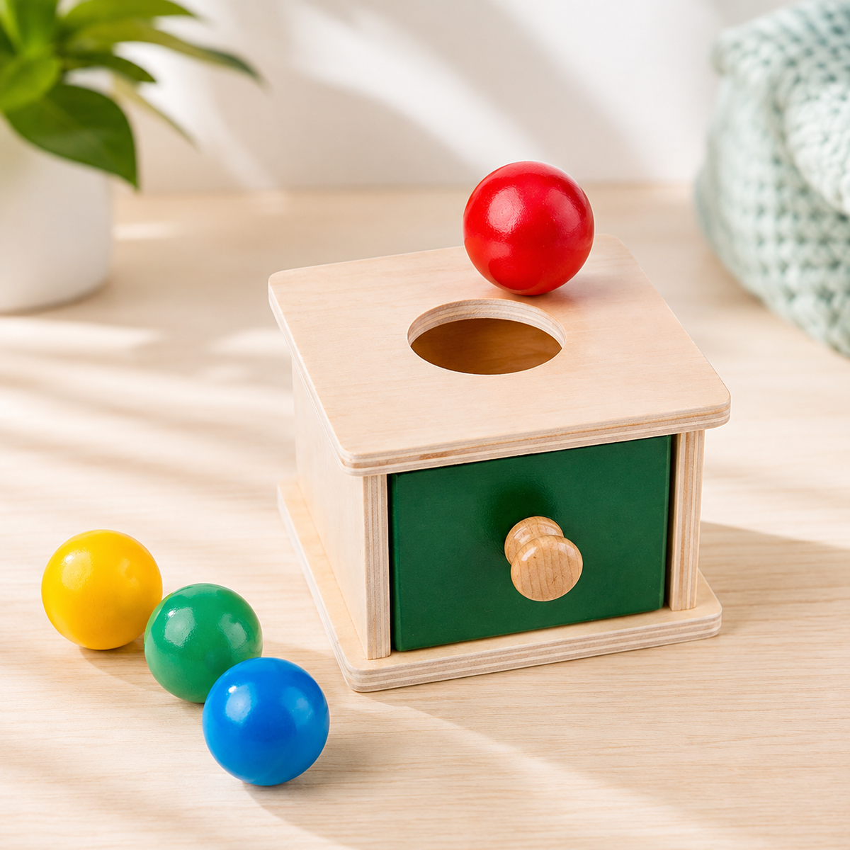 Montessori Schubladen-Spiel – Farben lernen mit Spaß & Logik! Kugelquadratschublade