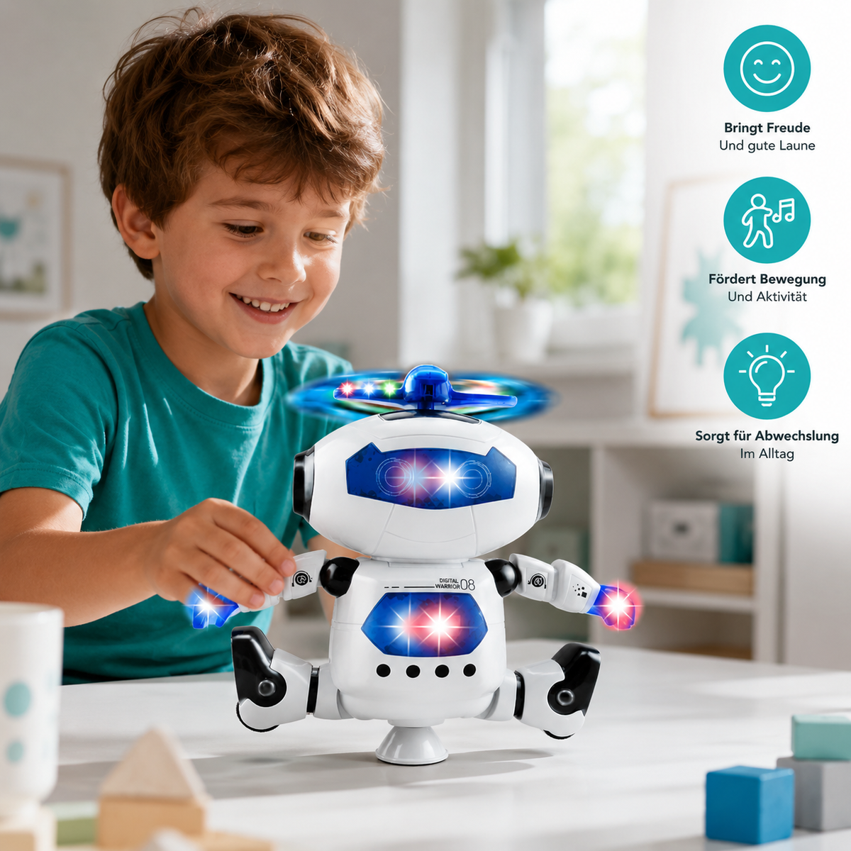 Raum Tänzerin Roboter – Tanzender Spielspaß mit Licht & Musik