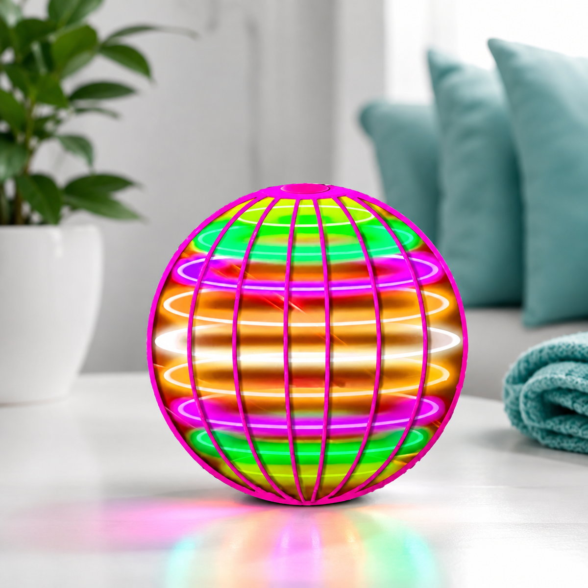 Magischer schwebender LED Ball mit bunten Lichtern Rosa