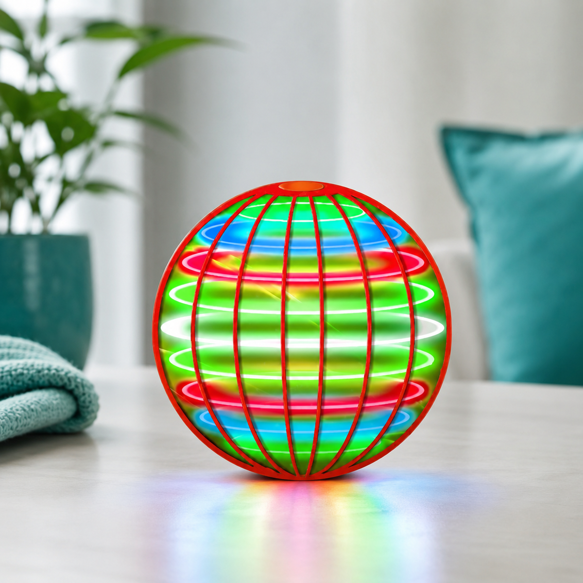 Magischer schwebender LED Ball mit bunten Lichtern Rot