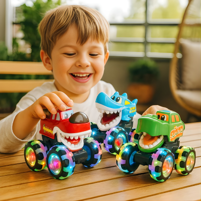 Leuchtender Monster LKW – Rückziehkraft für Kinder