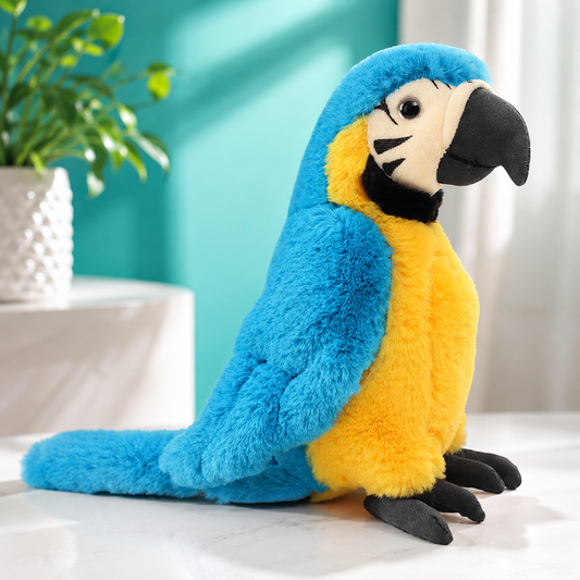 Lebensechte Papageienvogelpuppe – Perfektes Geschenk für Kinder Blau 25cm