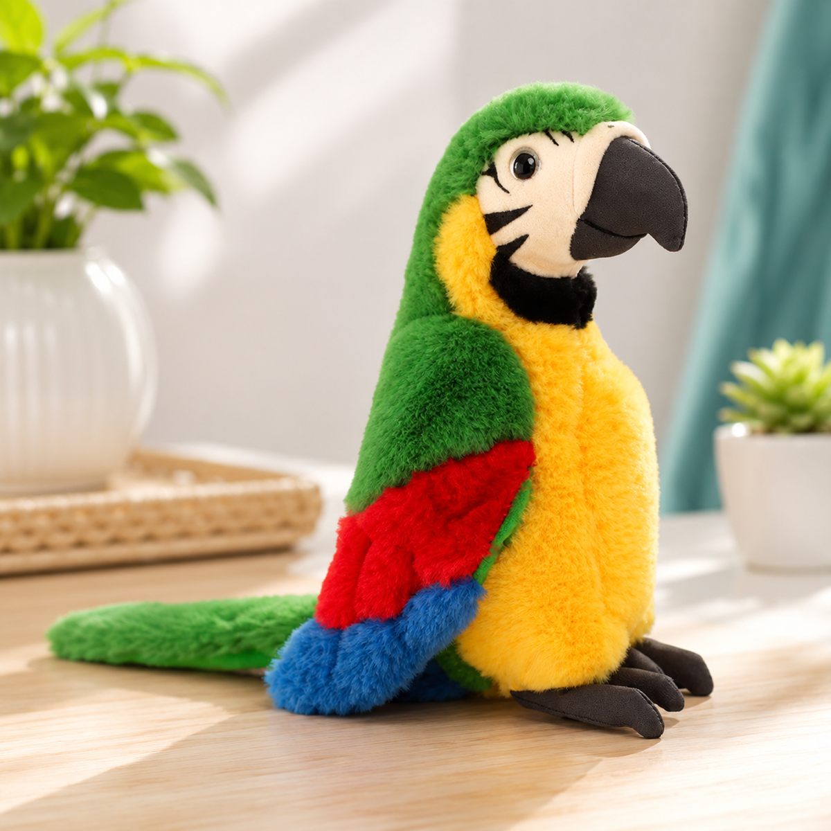 Lebensechte Papageienvogelpuppe – Perfektes Geschenk für Kinder Grün 25cm