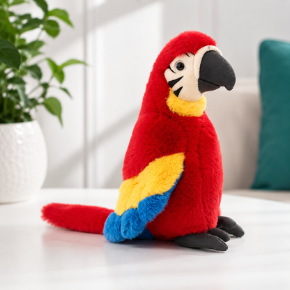 Lebensechte Papageienvogelpuppe – Perfektes Geschenk für Kinder Rot 25cm