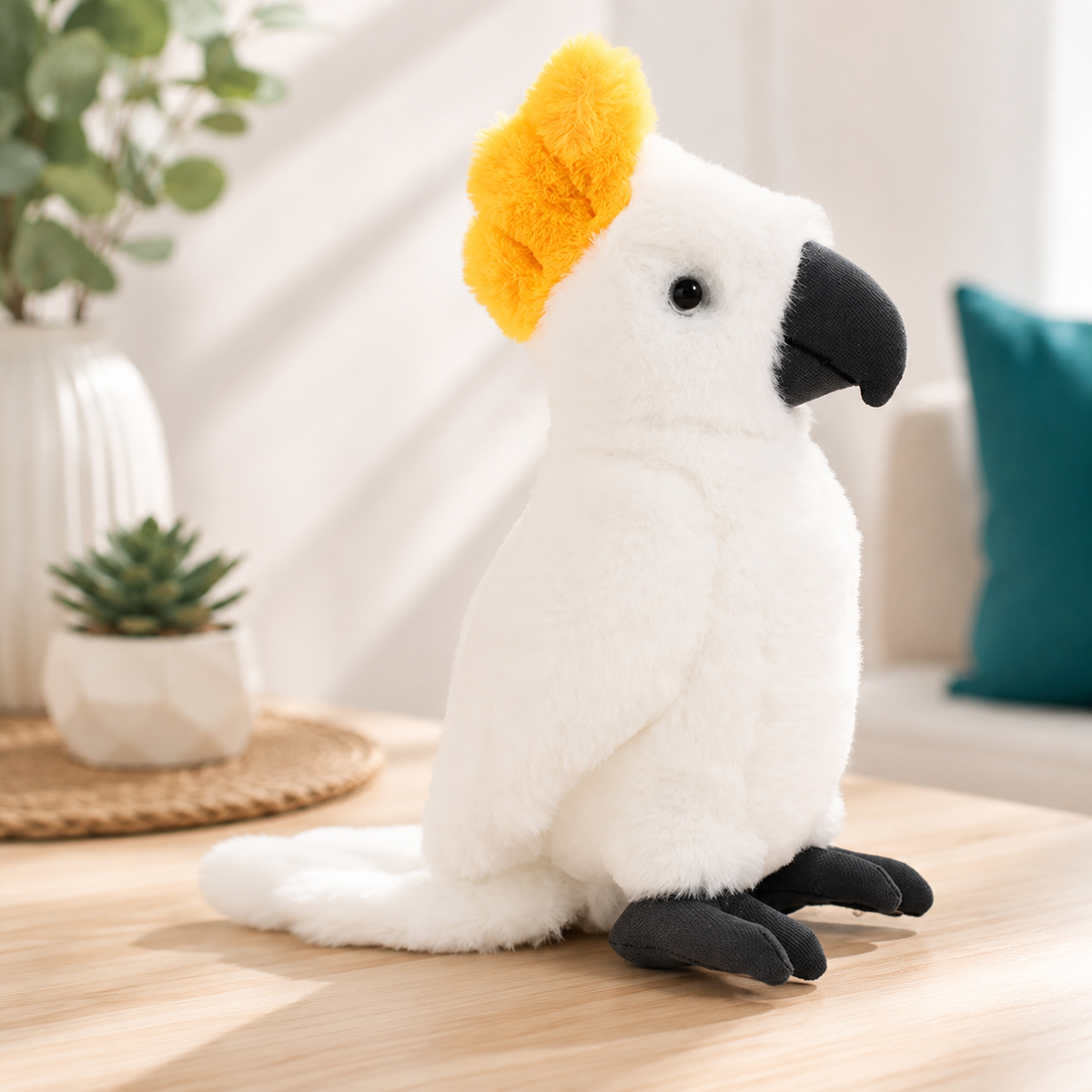 Lebensechte Papageienvogelpuppe – Perfektes Geschenk für Kinder Weiß 25cm