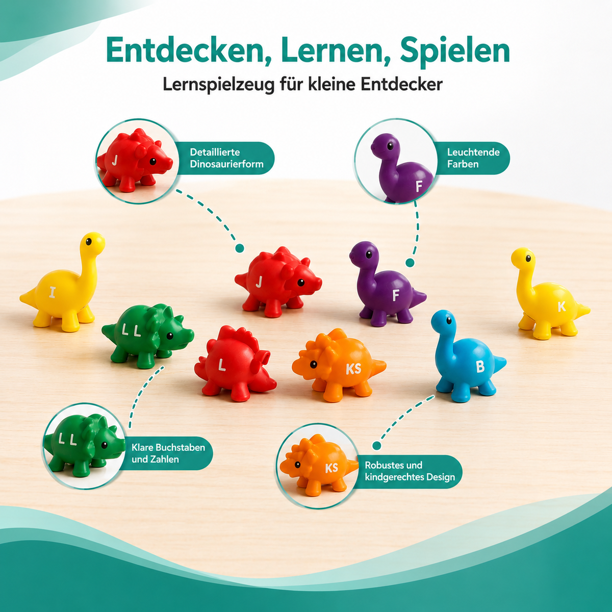 Dinosaurier Lernspielzeug – Farben, Zahlen & Buchstaben spielerisch entdecken