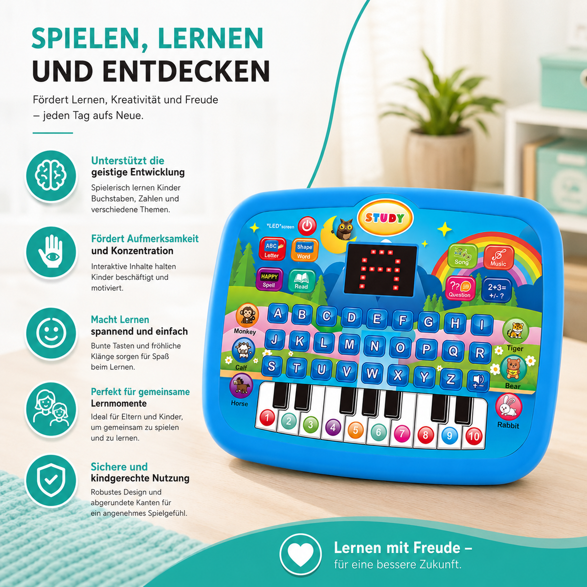 Interaktives Lernspielzeug mit Musik Buchstaben und Zahlen