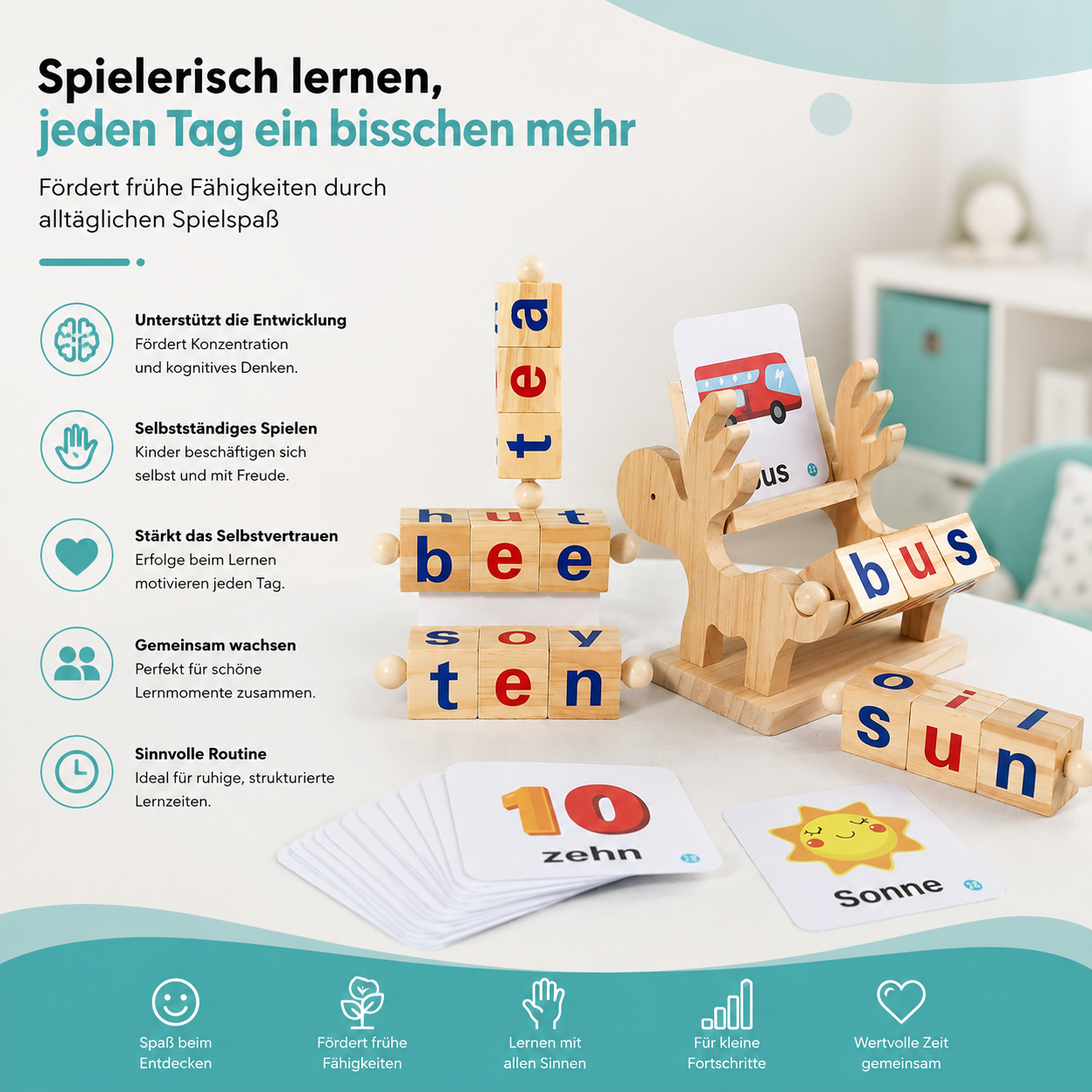 Lernspielzeug für Kinder – Buchstaben, Wörter & Spaß