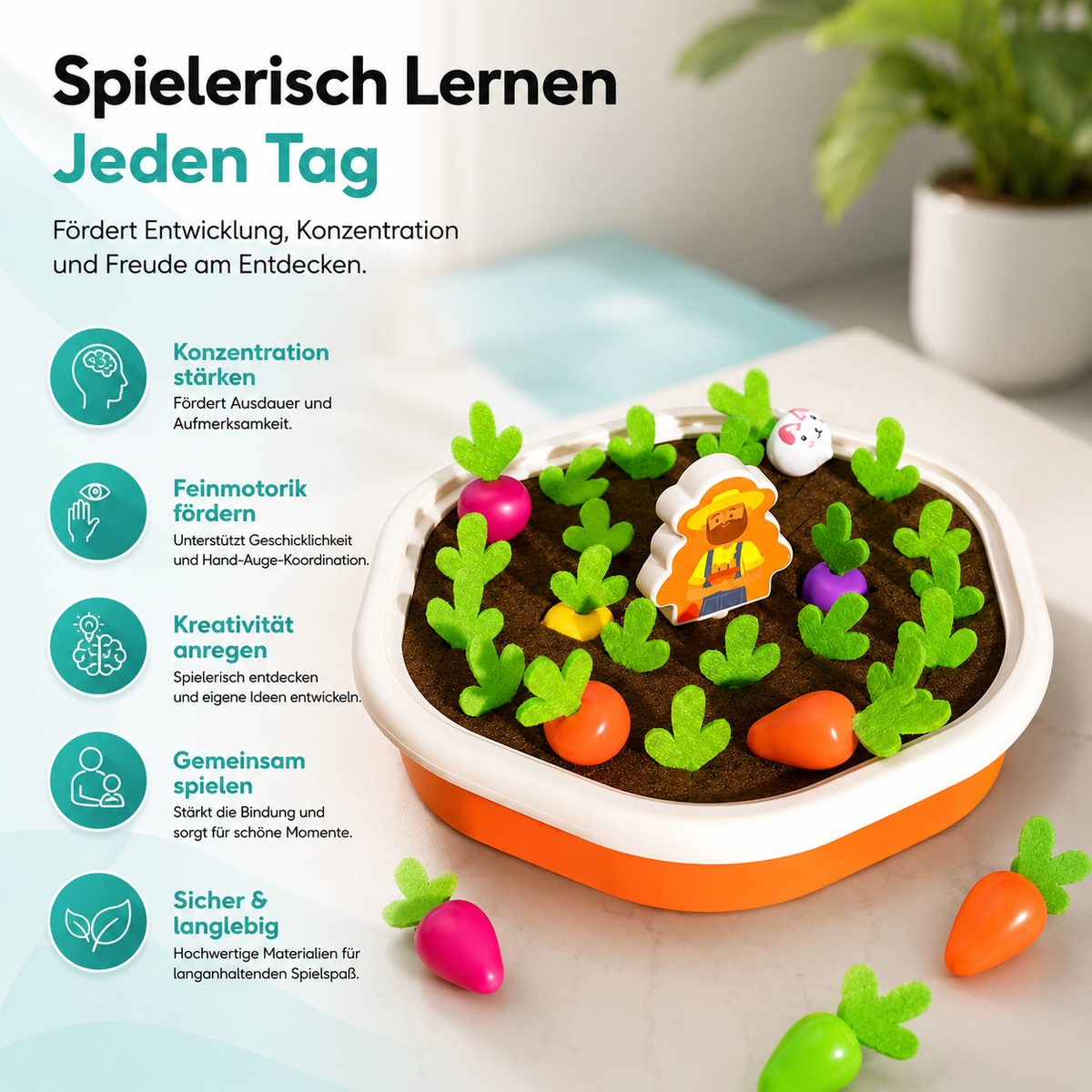 Montessori Karotten Ernte Spiel – Motorik & Gedächtnis fördern