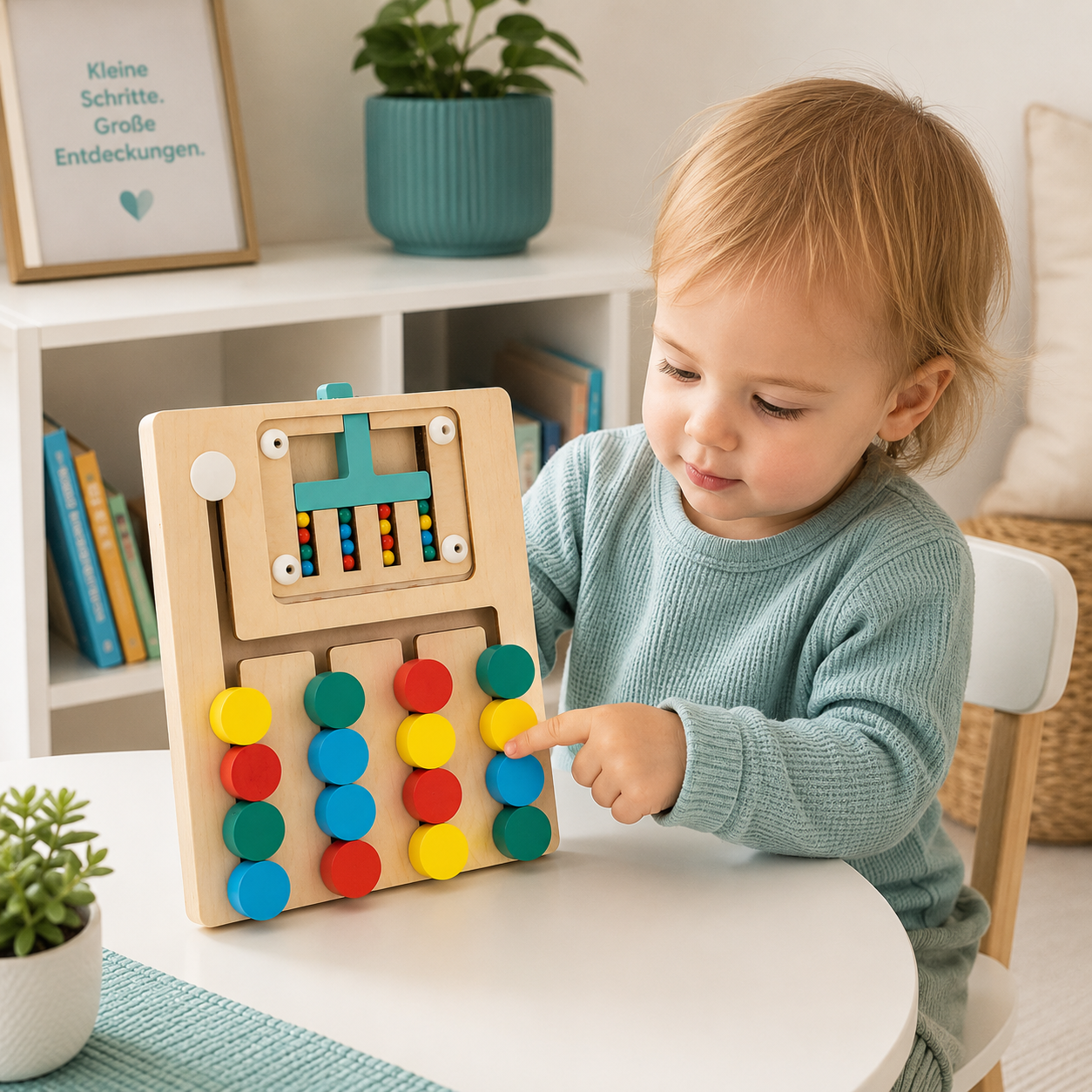 Holz Lernspielzeug mit Zählrahmen & Farbtraining