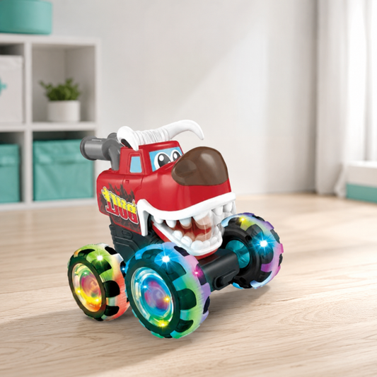Leuchtender Monster-Truck mit Rückziehantrieb für Kinder Rotes Vieh