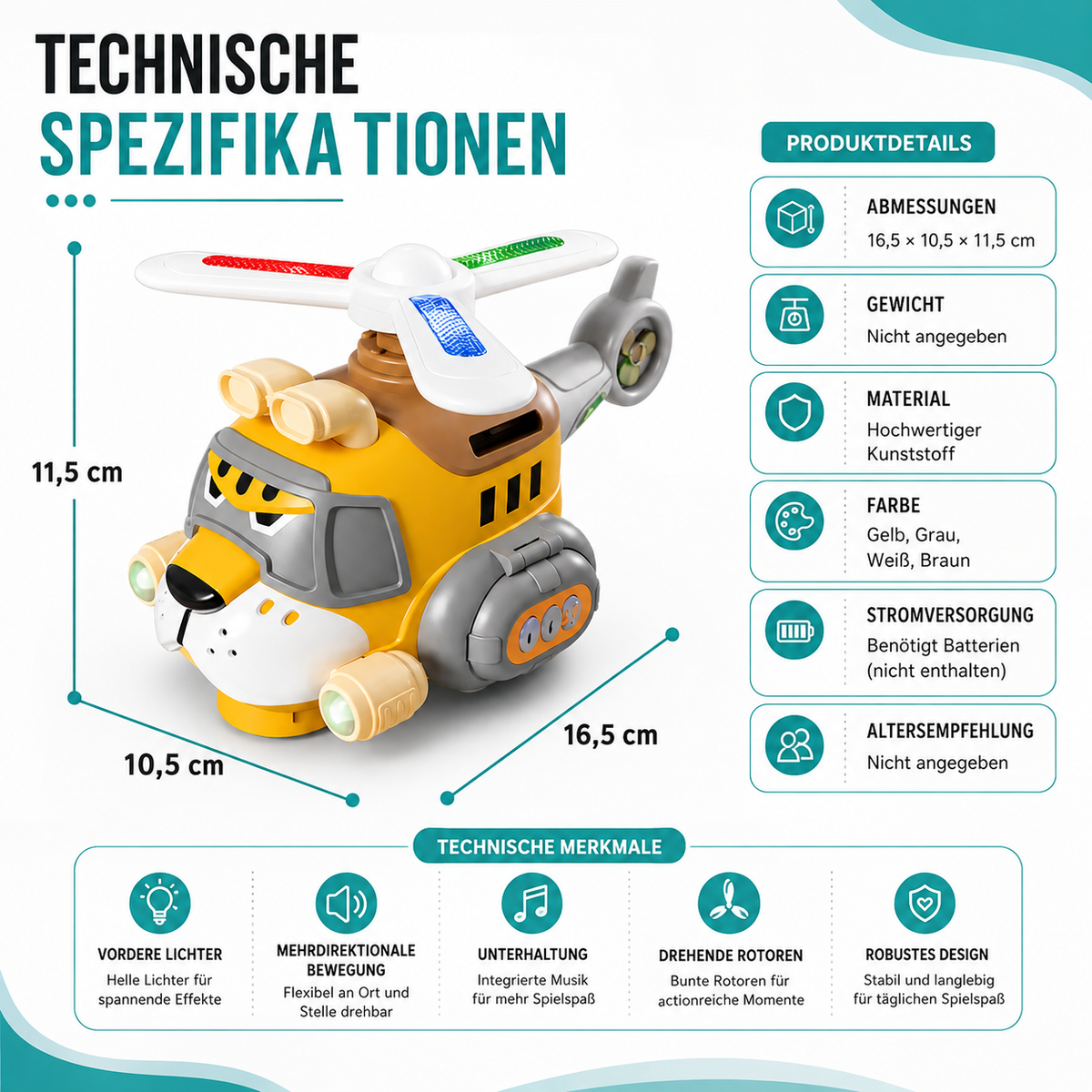 Tigerin Leistung Hubschrauber mit Licht & klang– Aktion pur für Kinder