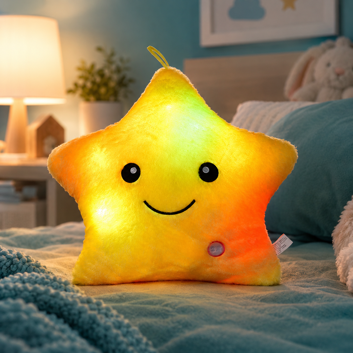 Leuchtender Stern Plüsch – Kuscheltier & LED Nachtlicht Gelb