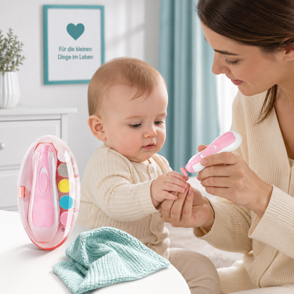 Elektrischer Baby Nageltrimmer mit leisem Motor und LED Licht
