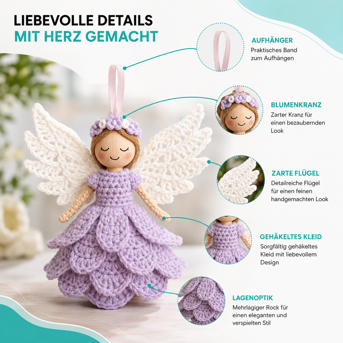 Crochet Angel Satz – Handgemachte Engel fürs Herz