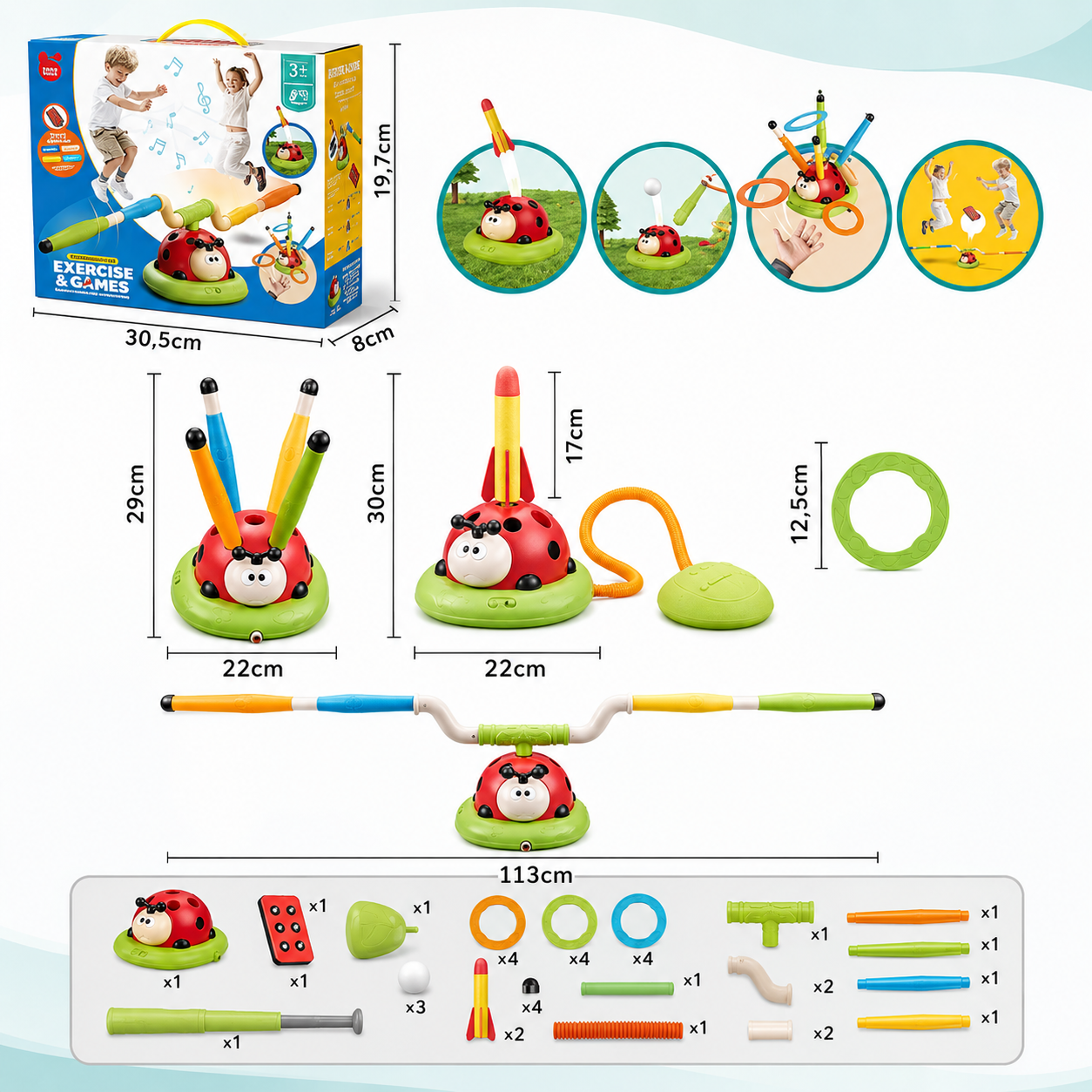 3-in-1 Ladybug Spielzeug Springen, Werfen, Raketen! Neueste-4 in 1