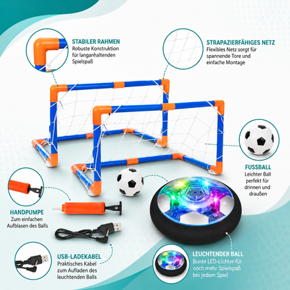 Fußball Spielset – 2 Tore und leuchtender Ball für Innenräume
