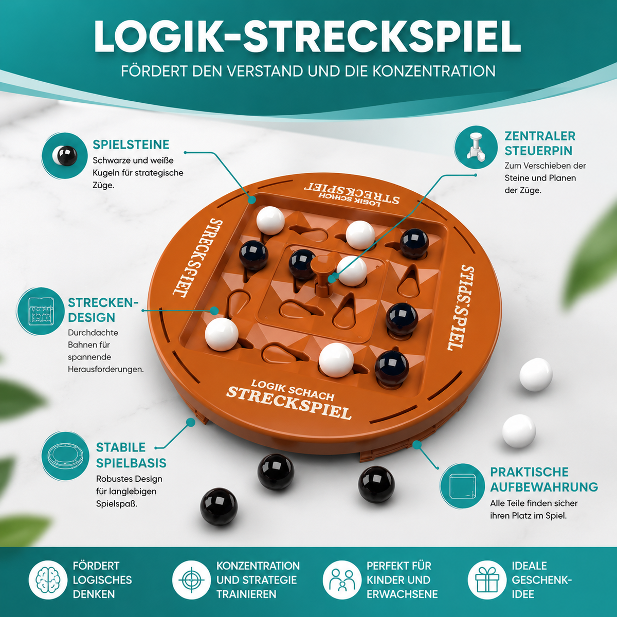 Montessori Logik Brettspiel mit Schiene-System