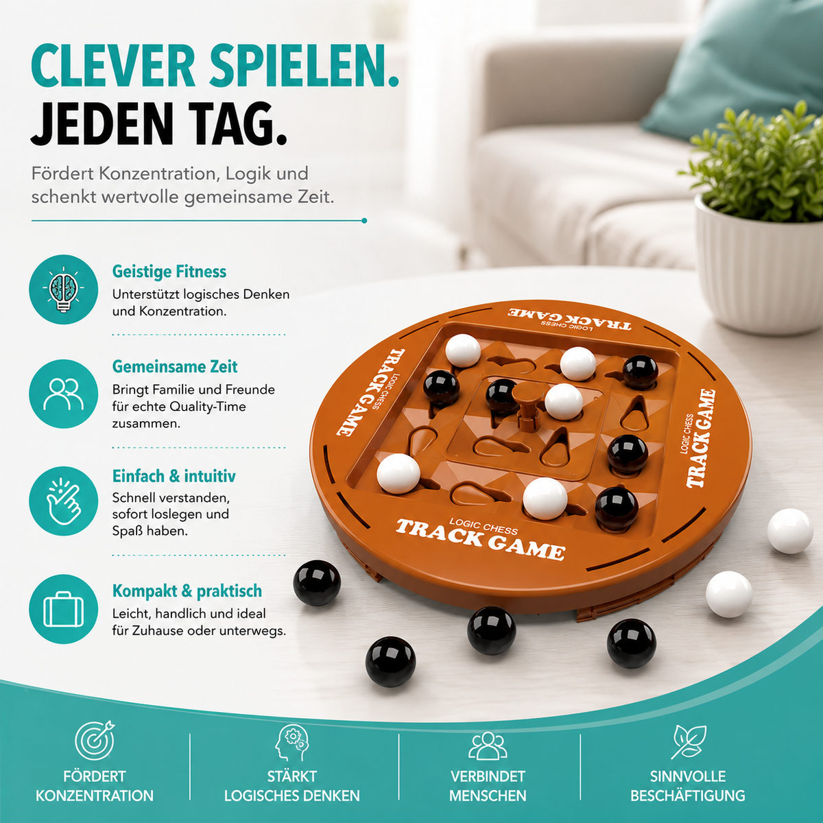 Montessori Logik Brettspiel mit Schiene-System